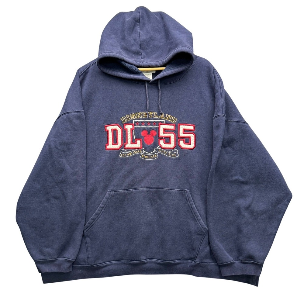 Disneyland DL 55 Hoodie Men's XXL Navy Blue Pullover Mickey Mouse Embroidered